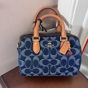 Coach Denim mini Rowan Satchel with Signature Design